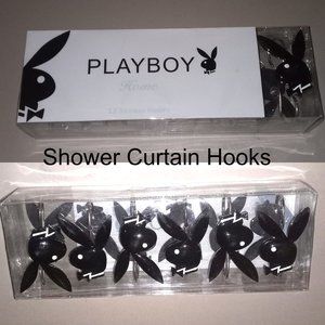 Playboy Shower Curtain Hooks Black